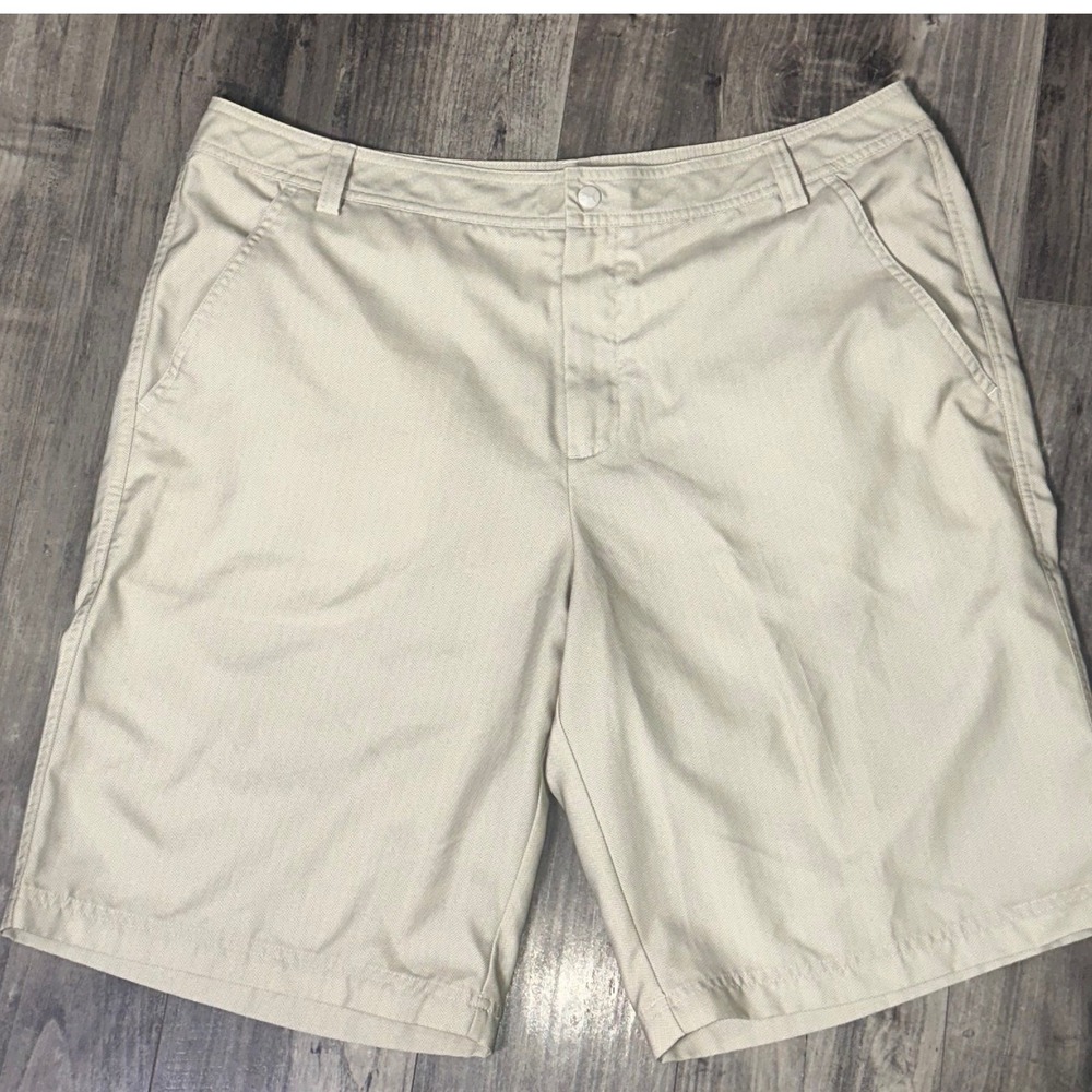 Puma Golf Shorts Mens 38 Tan Beige Herringbone Flat Front Performance Preppy